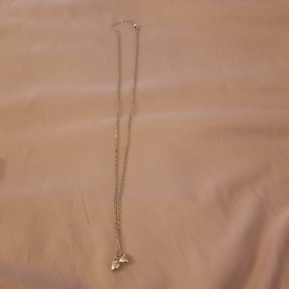 Double heart pendant necklace (costume jewelry)